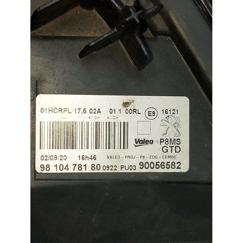 Recambio de faro izquierdo para peugeot 3008 ii suv (mc_, mr_, mj_, m4_) 1.5 bluehdi 130 referencia OEM IAM 9810478180 90056582 
