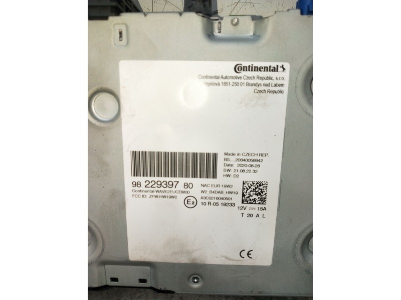 Recambio de sistema audio / radio cd para peugeot 3008 ii suv (mc_, mr_, mj_, m4_) 1.5 bluehdi 130 referencia OEM IAM 9822939780