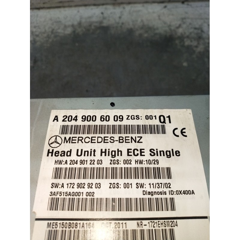 Recambio de sistema audio / radio cd para mercedes-benz clase c t-model (s204) c 220 cdi (204.202) referencia OEM IAM A240900600