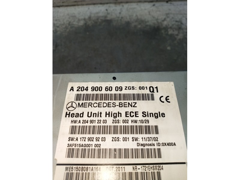 Recambio de sistema audio / radio cd para mercedes-benz clase c t-model (s204) c 220 cdi (204.202) referencia OEM IAM A240900600