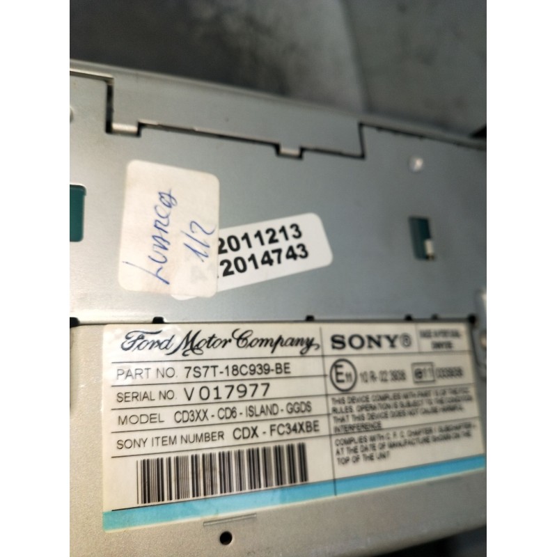 Recambio de sistema audio / radio cd para ford mondeo iv (ba7) 2.0 tdci referencia OEM IAM 7S7T18C939BE  