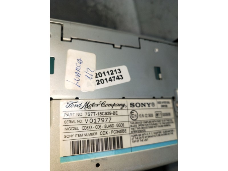 Recambio de sistema audio / radio cd para ford mondeo iv (ba7) 2.0 tdci referencia OEM IAM 7S7T18C939BE  