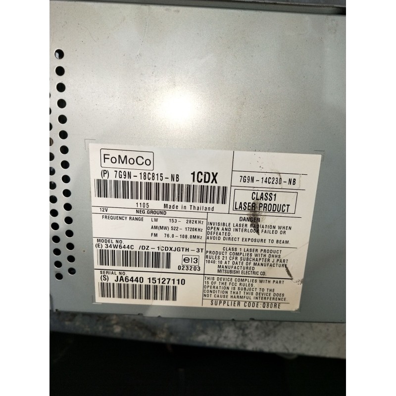 Recambio de sistema audio / radio cd para land rover freelander 2 (l359) 2.2 td4 4x4 referencia OEM IAM 7G9N18C815NB JA644015127