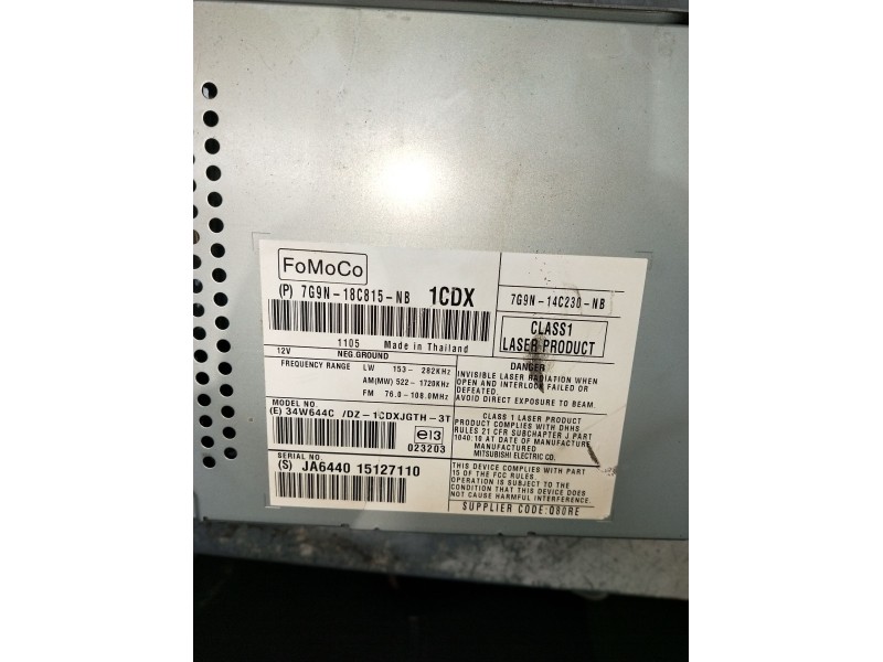 Recambio de sistema audio / radio cd para land rover freelander 2 (l359) 2.2 td4 4x4 referencia OEM IAM 7G9N18C815NB JA644015127