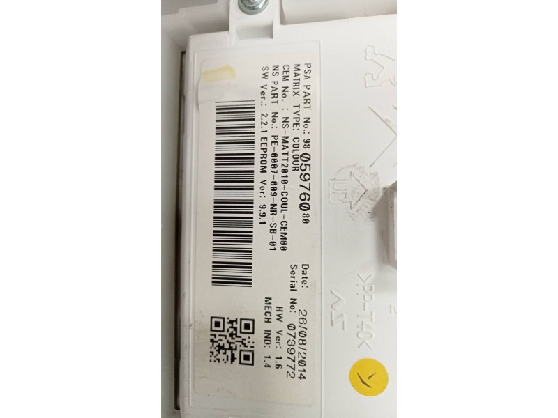 Recambio de cuadro instrumentos para peugeot 2008 (--.2013) allure referencia OEM IAM 9805969580  