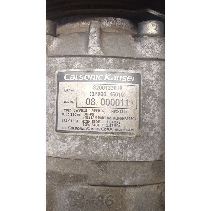 Recambio de compresor aire acondicionado para renault vel satis (bj0_) 3.5 v6 (bj0r, bj0v, bj0u) referencia OEM IAM 8200133818  