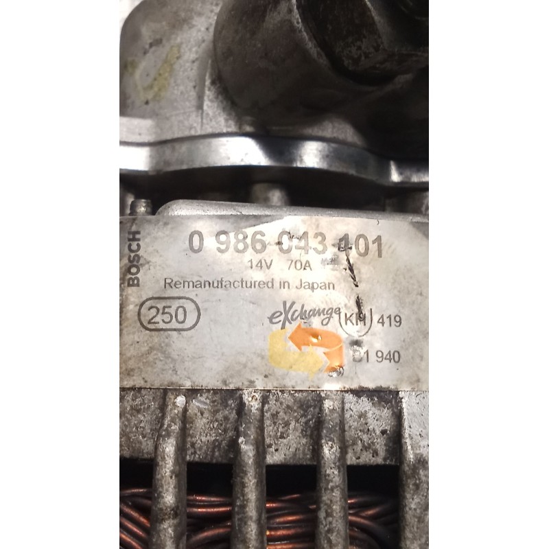 Recambio de alternador para opel astra g hatchback (t98) 1.7 cdti (f08, f48) referencia OEM IAM 0986043101 70A DEPRESOR INCORPOR