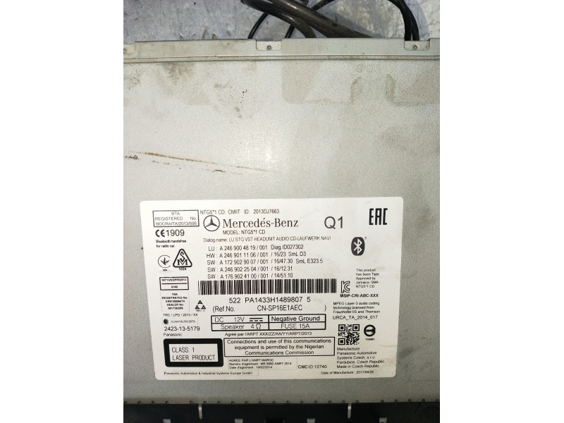 Recambio de sistema audio / radio cd para mercedes-benz clase b sports tourer (w246, w242) b 180 cdi / d (246.212) referencia OE