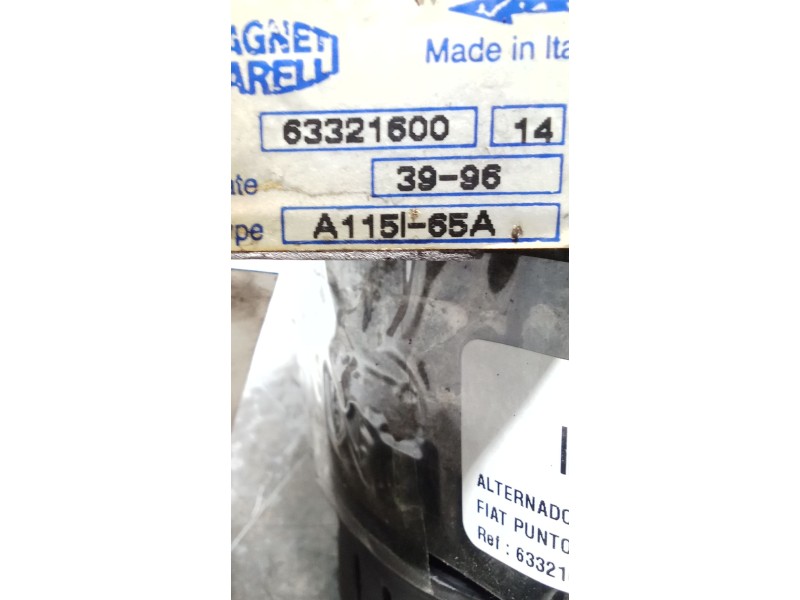Recambio de alternador para fiat punto berl. (176) 60 sx referencia OEM IAM 63321600 65A 