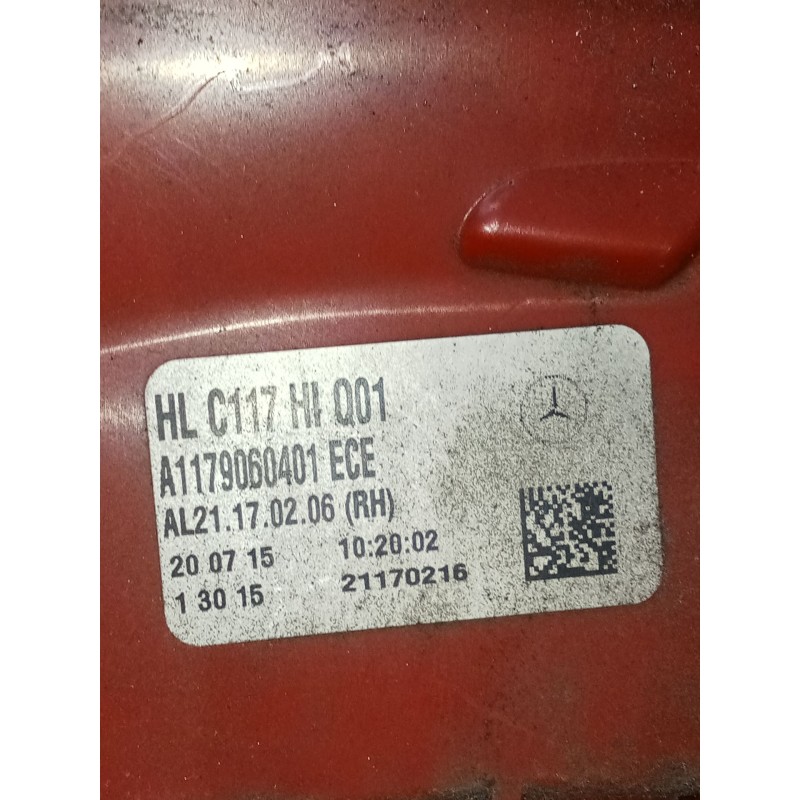 Recambio de piloto trasero derecho para mercedes-benz cla shooting brake (x117) cla 200 cdi / d (117.908) referencia OEM IAM A11