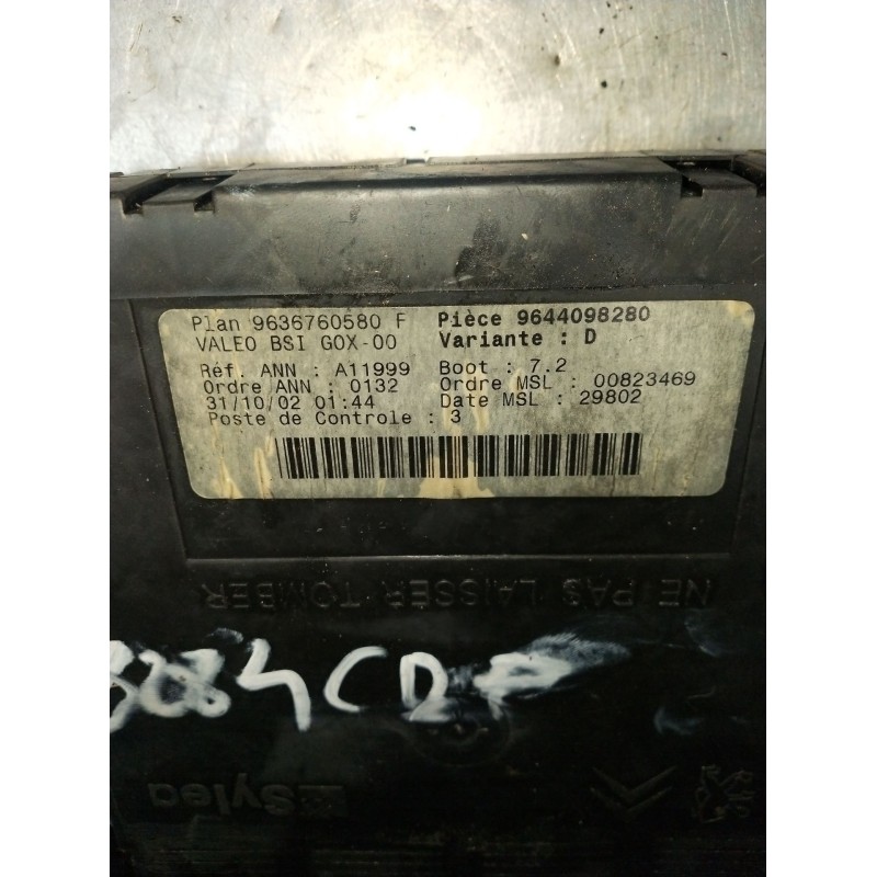 Recambio de caja reles / fusibles para peugeot 307 (3a/c) 2.0 hdi 90 referencia OEM IAM 9636790580 BSIG0X00 