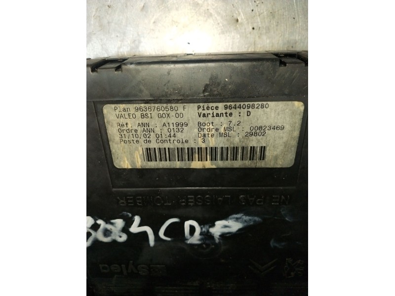 Recambio de caja reles / fusibles para peugeot 307 (3a/c) 2.0 hdi 90 referencia OEM IAM 9636790580 BSIG0X00 