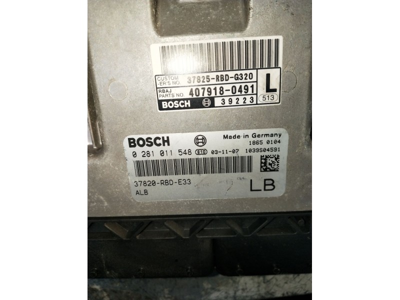 Recambio de centralita motor uce para honda accord tourer (cn/cm) 2.2i ctdi executive referencia OEM IAM 0281011548 37820RBDE33 