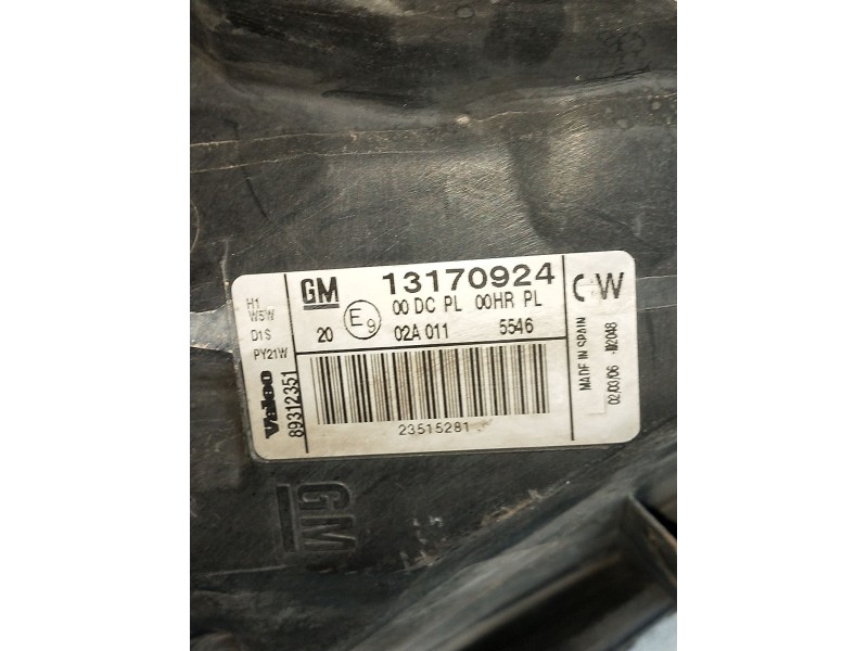 Recambio de faro izquierdo para opel vectra c berlina 3.0 v6 cdti cat (z 30 dt / ldh) referencia OEM IAM 13170924  