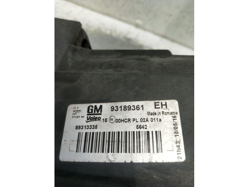 Recambio de faro izquierdo para opel corsa d cosmo referencia OEM IAM 93189361  