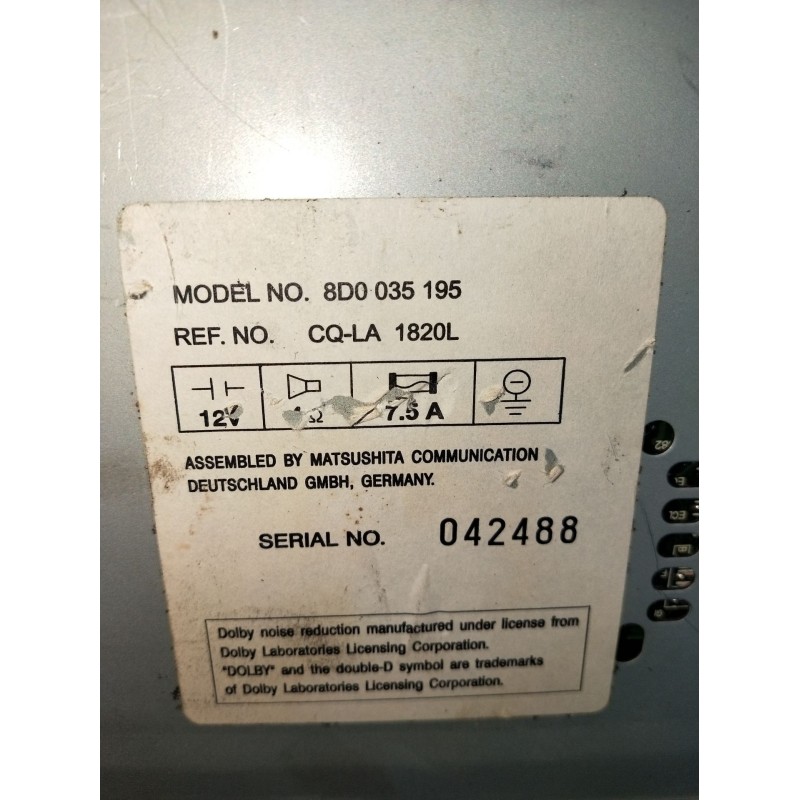 Recambio de sistema audio / radio cd para audi a4 b5 avant (8d5) s4 quattro referencia OEM IAM 8D0035195  