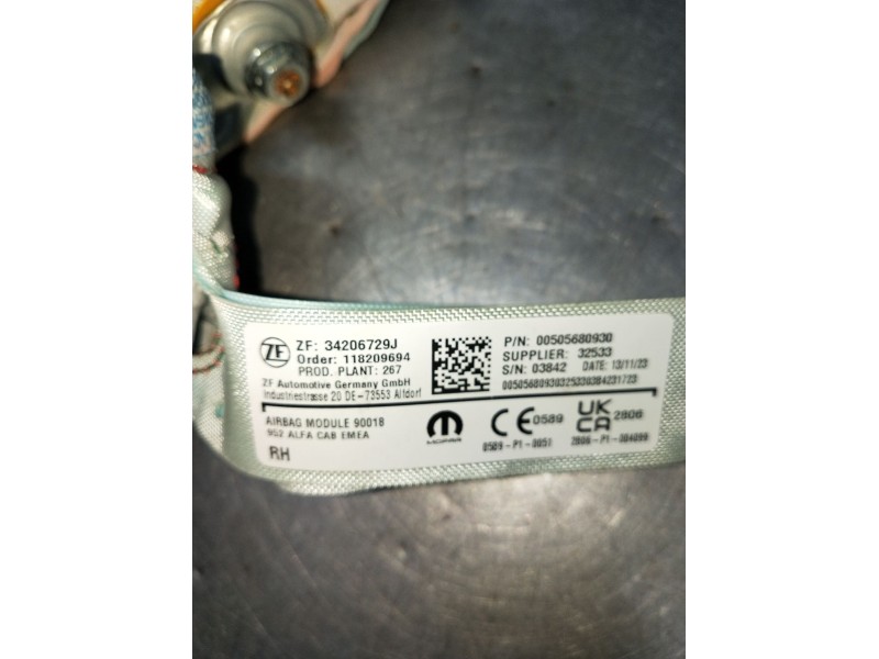 Recambio de airbag cortina delantero derecho para alfa romeo giulia (952_) 2.2 d q4 (952aha45, 952ama4) referencia OEM IAM 34206