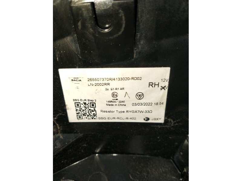 Recambio de piloto trasero derecho para dacia spring ev (b6m1) referencia OEM IAM LN2002RR 4133020RD02 265507370R