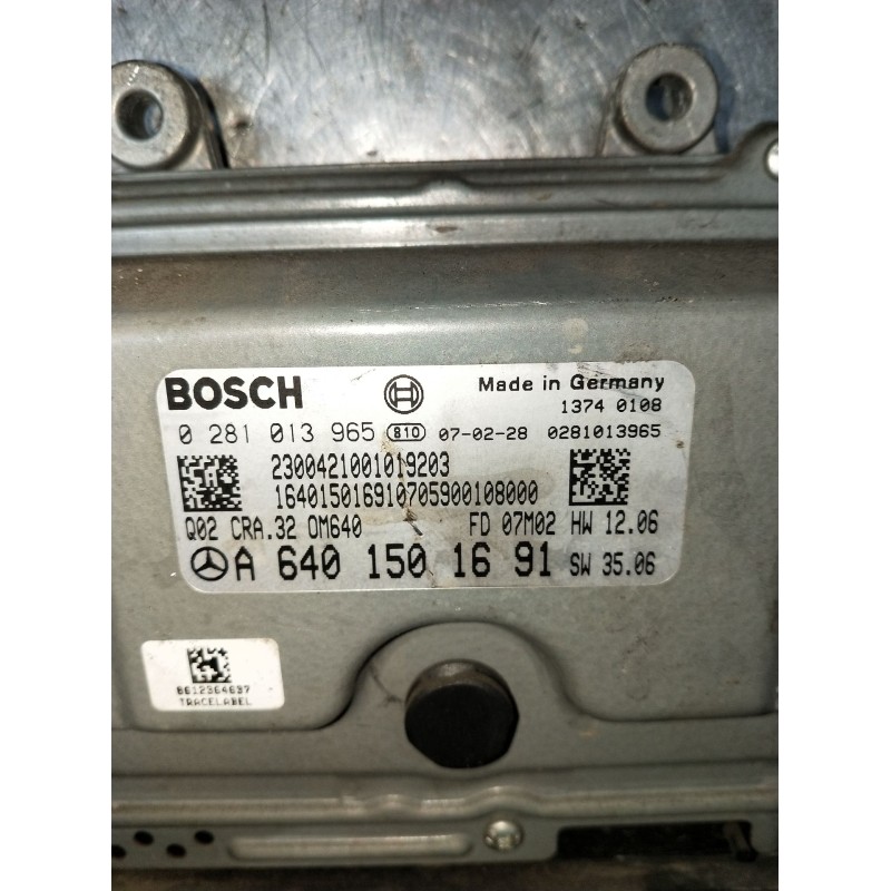 Recambio de centralita motor uce para mercedes-benz clase a (w169) a 180 cdi (169.007, 169.307) referencia OEM IAM 0281013965 A6