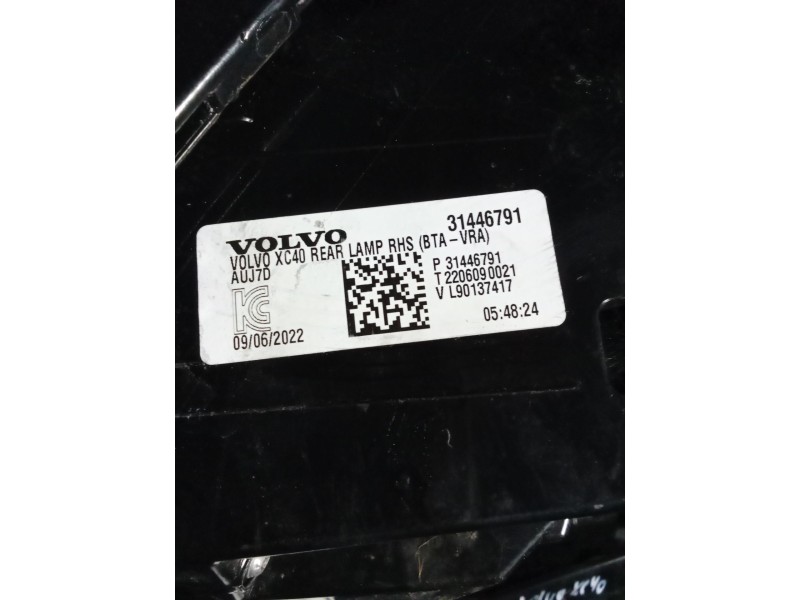Recambio de piloto trasero derecho para volvo xc40 (536) d4 awd referencia OEM IAM 31446791  