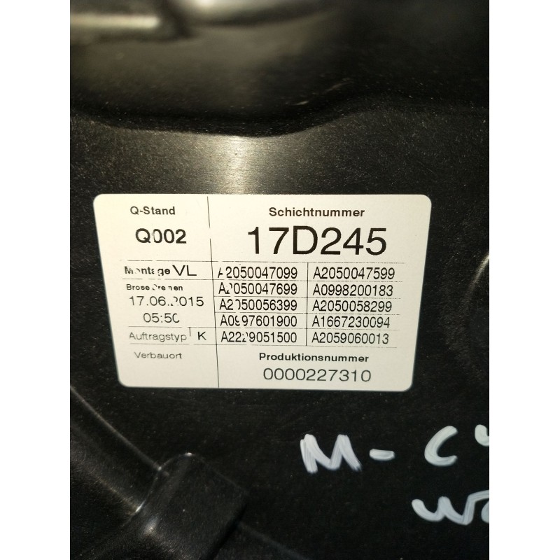 Recambio de elevalunas delantero izquierdo para mercedes-benz clase c (w205) c 400 4-matic (205.066) referencia OEM IAM A2050047