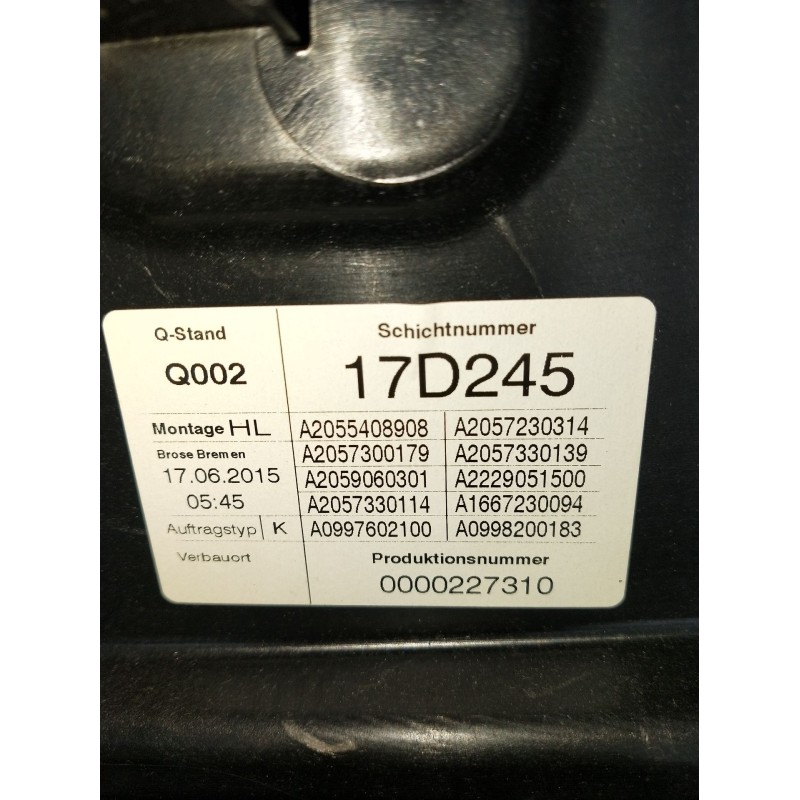 Recambio de elevalunas trasero izquierdo para mercedes-benz clase c (w205) c 400 4-matic (205.066) referencia OEM IAM A205540890