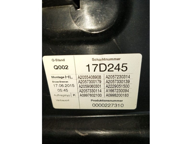 Recambio de elevalunas trasero izquierdo para mercedes-benz clase c (w205) c 400 4-matic (205.066) referencia OEM IAM A205540890