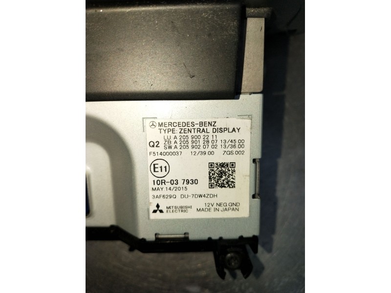 Recambio de pantalla multifuncion para mercedes-benz clase c (w205) c 400 4-matic (205.066) referencia OEM IAM A2059002211 A2059