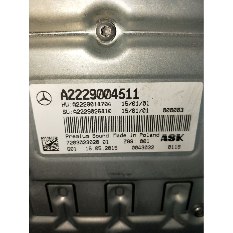 Recambio de centralita motor uce para mercedes-benz clase c (w205) c 400 4-matic (205.066) referencia OEM IAM A2229004511 A22290