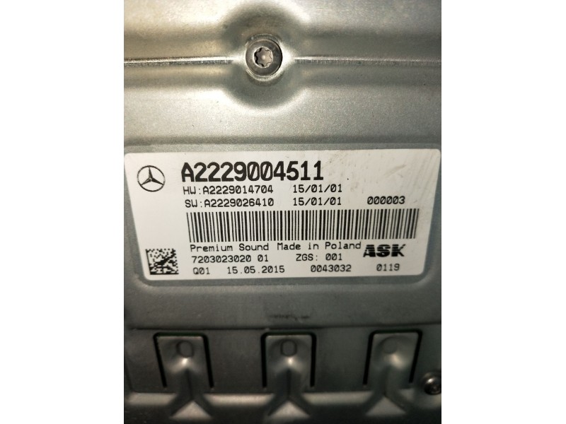 Recambio de centralita motor uce para mercedes-benz clase c (w205) c 400 4-matic (205.066) referencia OEM IAM A2229004511 A22290
