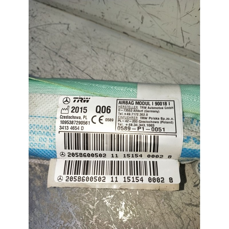 Recambio de airbag cortina delantero derecho para mercedes-benz clase c (w205) c 400 4-matic (205.066) referencia OEM IAM 205860