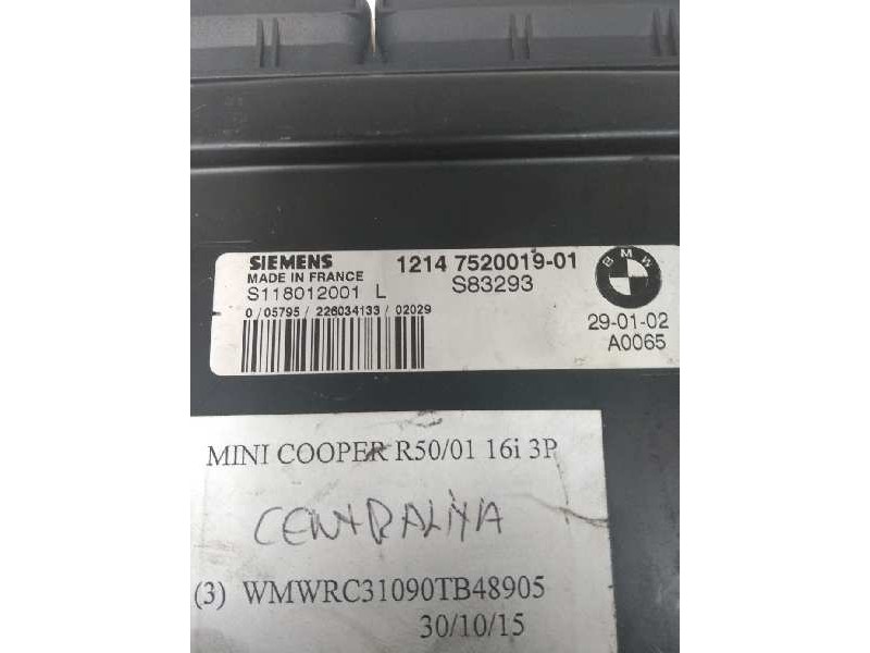 Recambio de centralita motor uce para bmw mini (r50,r53) 1.6 16v cat referencia OEM IAM S118012001L 1214752001901 S83293