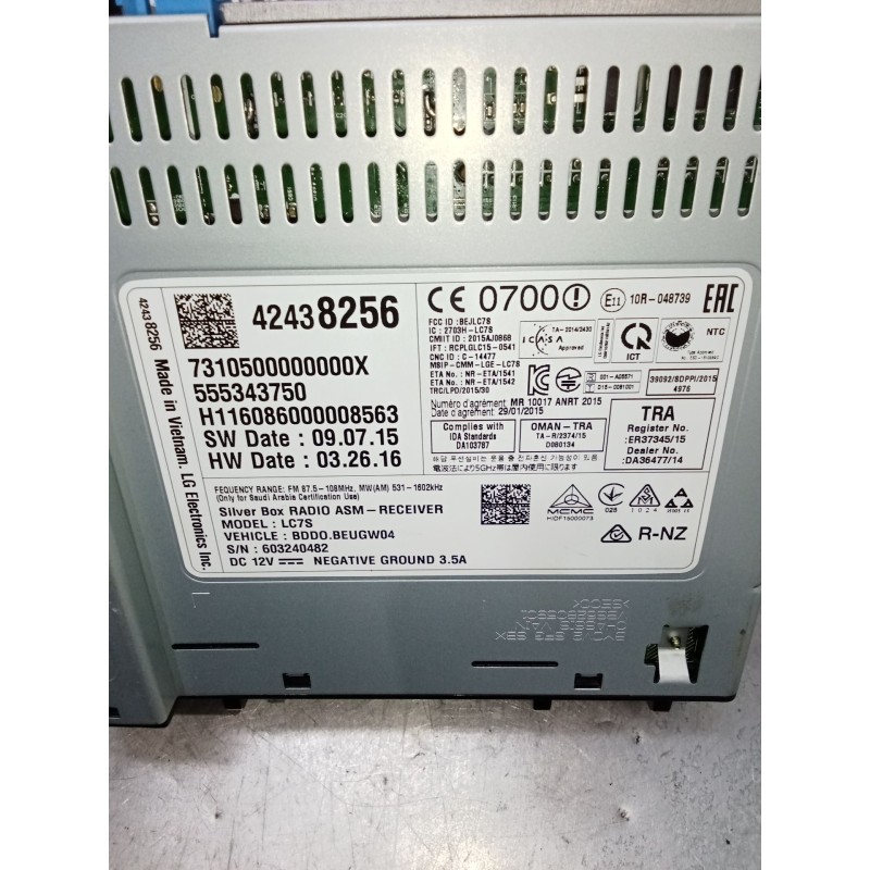 Recambio de sistema audio / radio cd para opel astra k (b16) 1.6 cdti (68) referencia OEM IAM 555343750 73105000000X 42438256 H1