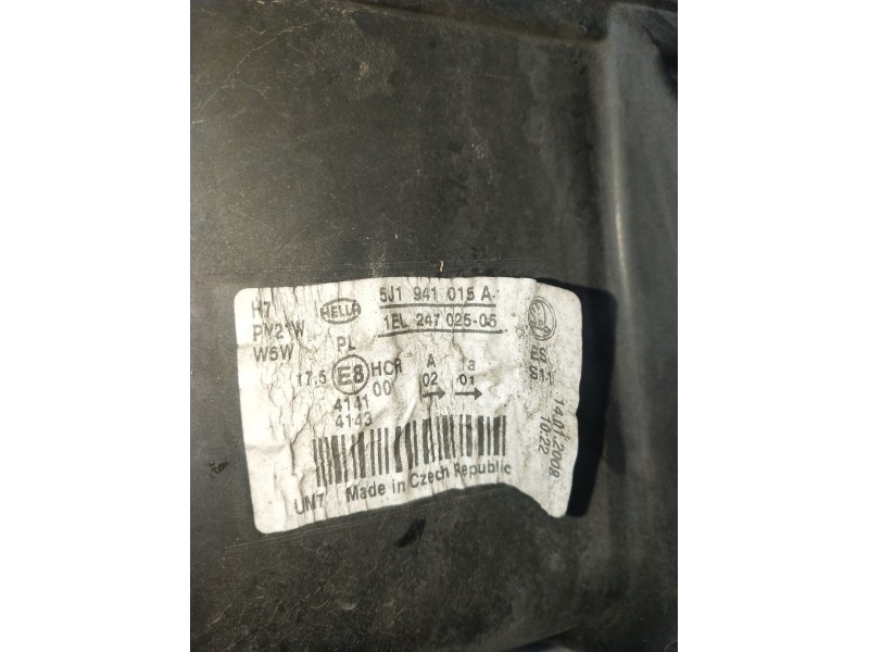 Recambio de faro izquierdo para skoda fabia (5j2 ) style referencia OEM IAM 5J1941015A 1EL24702505 
