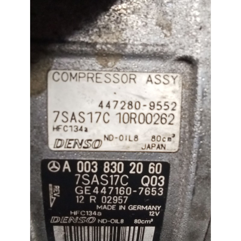 Recambio de compresor aire acondicionado para mercedes-benz clase c (w205) c 400 4-matic (205.066) referencia OEM IAM A003830206