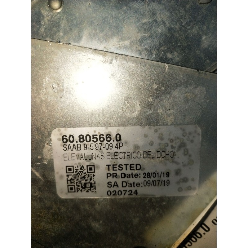 Recambio de elevalunas delantero derecho para saab 9-5 berlina 1.9 tid vector referencia OEM IAM 60805660 5P 020724