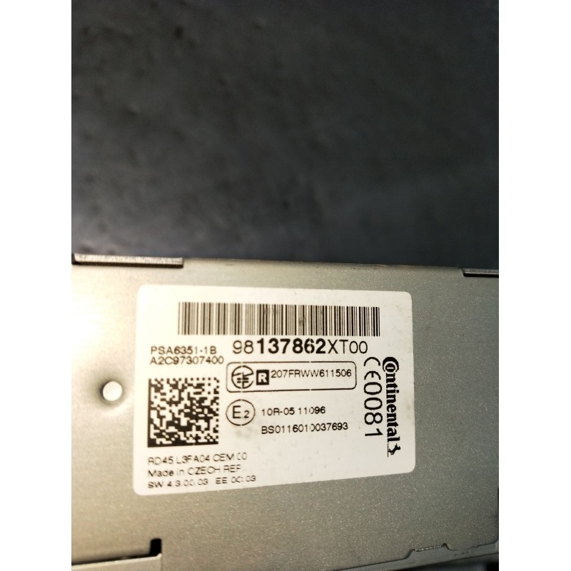 Recambio de sistema audio / radio cd para peugeot 3008 i monospace (0u_) 1.6 bluehdi 120 referencia OEM IAM 98137862XT00 BS01160