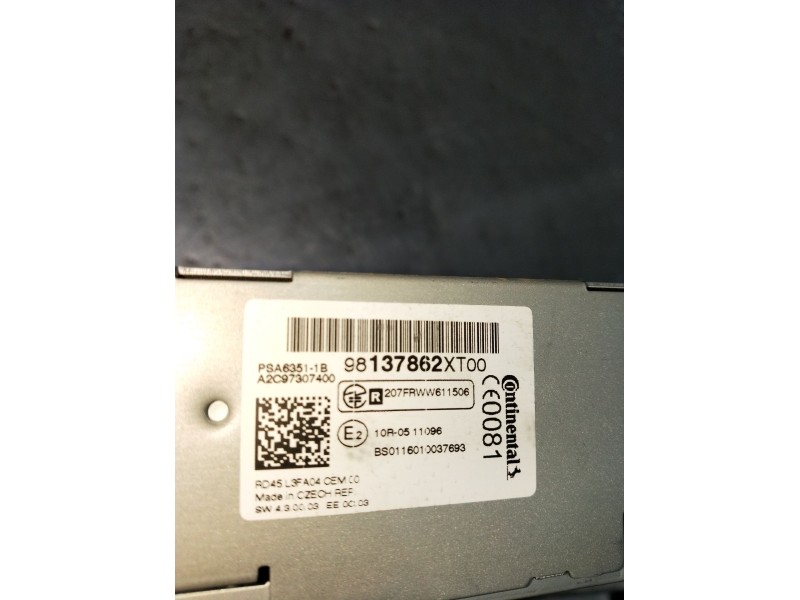 Recambio de sistema audio / radio cd para peugeot 3008 i monospace (0u_) 1.6 bluehdi 120 referencia OEM IAM 98137862XT00 BS01160