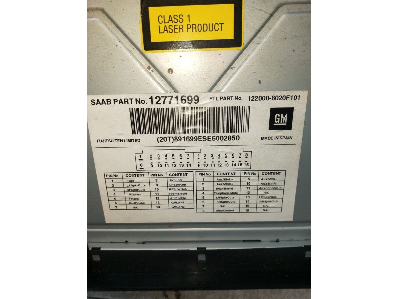 Recambio de sistema audio / radio cd para saab 9-5 berlina 1.9 tid vector referencia OEM IAM 12771699 1220008020F101 