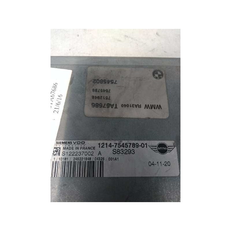 Recambio de centralita motor uce para bmw mini (r50,r53) 1.6 16v cat referencia OEM IAM S122237002A 1214754578901 S83293