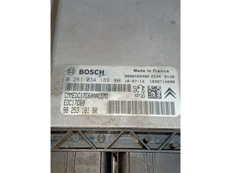 Recambio de centralita motor uce para peugeot partner furgoneta/monovolumen (k9) 1.6 bluehdi 75 referencia OEM IAM 0281034189 98