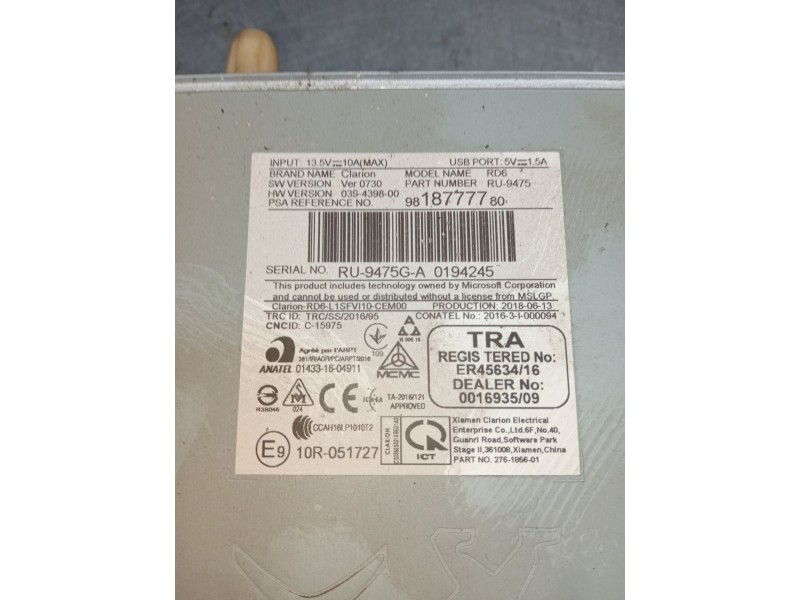 Recambio de sistema audio / radio cd para peugeot partner furgoneta/monovolumen (k9) 1.6 bluehdi 75 referencia OEM IAM 981877778