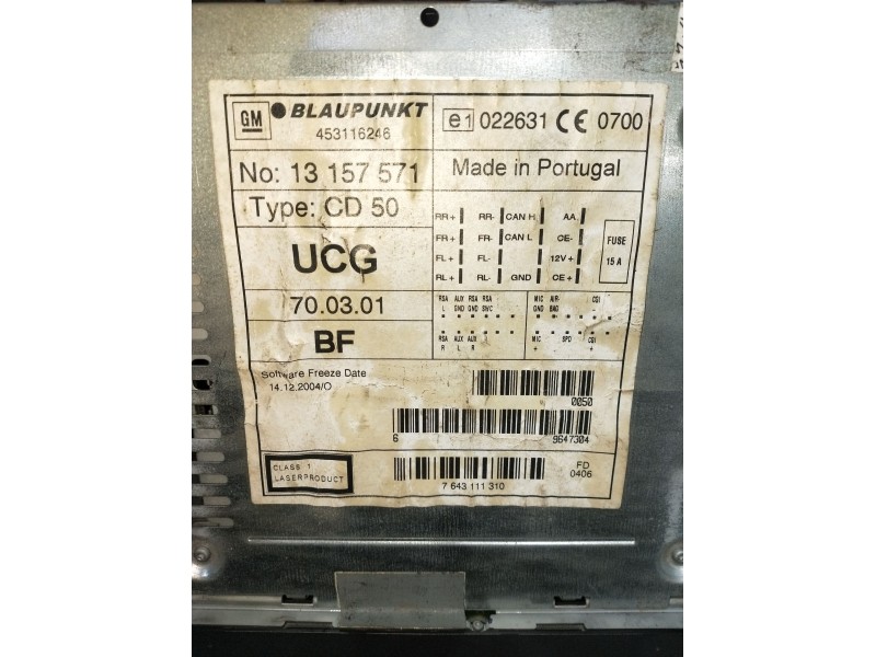 Recambio de sistema audio / radio cd para opel astra h caravan enjoy referencia OEM IAM 13157571  453116246