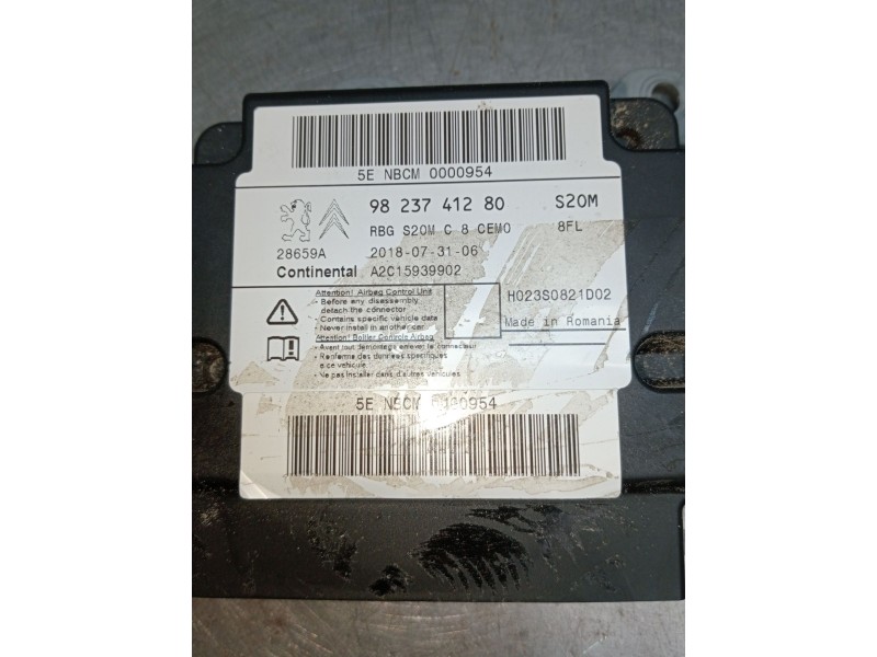 Recambio de centralita airbag para peugeot partner furgoneta/monovolumen (k9) 1.6 bluehdi 75 referencia OEM IAM 9823741280 A2C15