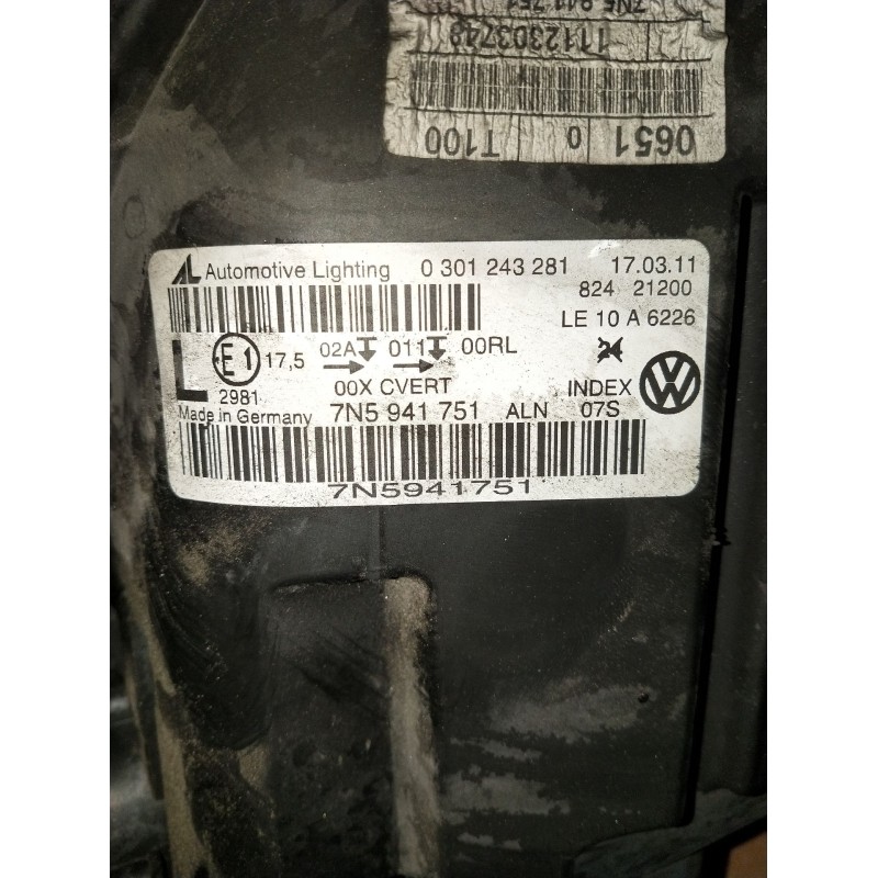 Recambio de faro izquierdo para seat alhambra (710, 711) 2.0 tdi referencia OEM IAM 0301243281 W003T20171 8K0941597C XENON 7N594