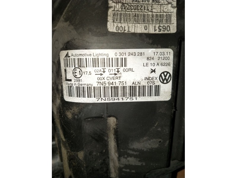 Recambio de faro izquierdo para seat alhambra (710, 711) 2.0 tdi referencia OEM IAM 0301243281 W003T20171 8K0941597C XENON 7N594