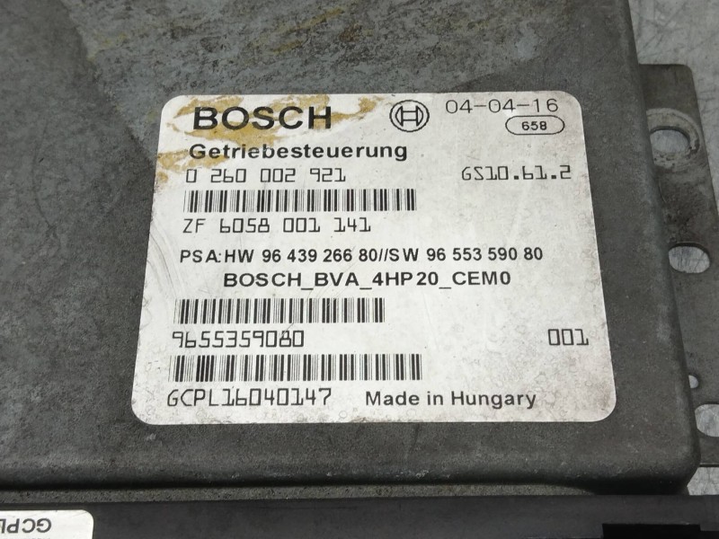 Recambio de centralita cambio automatico para peugeot 407 st confort pack referencia OEM IAM 0260002921 HW9643926680 SW965535908