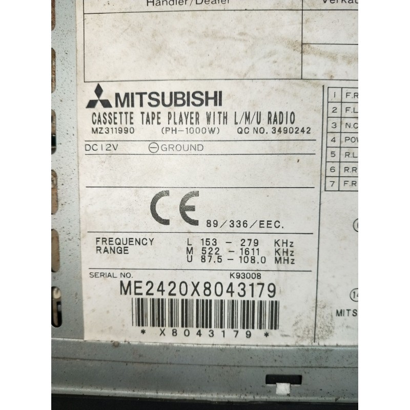 Recambio de sistema audio / radio cd para mitsubishi montero pinin (h60/h70) 2000 gdi (5-ptas.) referencia OEM IAM ME2420X804317