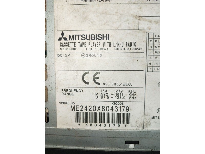 Recambio de sistema audio / radio cd para mitsubishi montero pinin (h60/h70) 2000 gdi (5-ptas.) referencia OEM IAM ME2420X804317