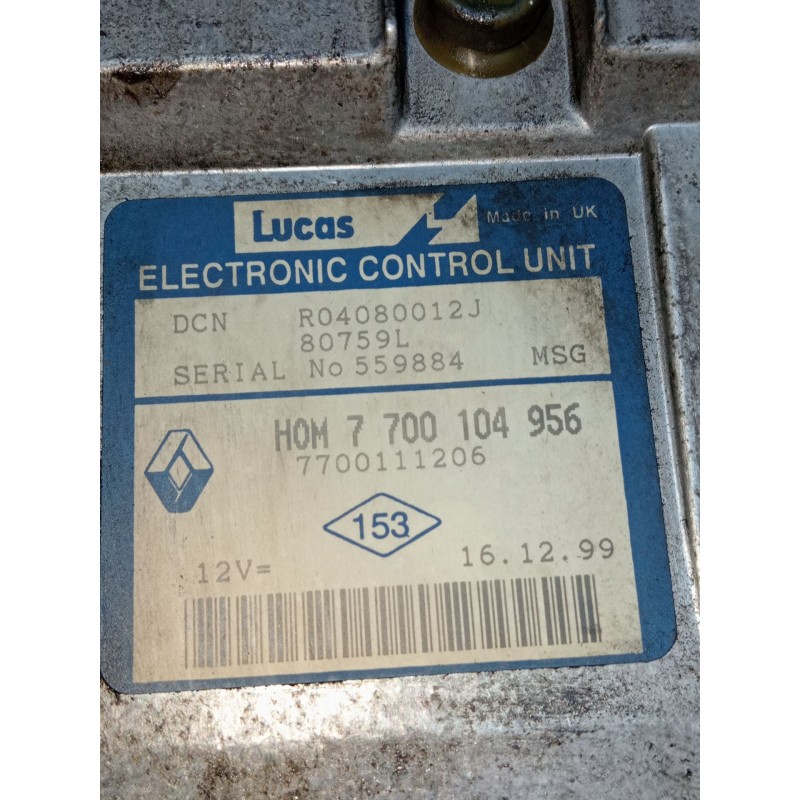 Recambio de centralita motor uce para renault kangoo express (fc0/1_) d 65 1.9 (fc0e, fc02, fc0j, fc0n) referencia OEM IAM 77001